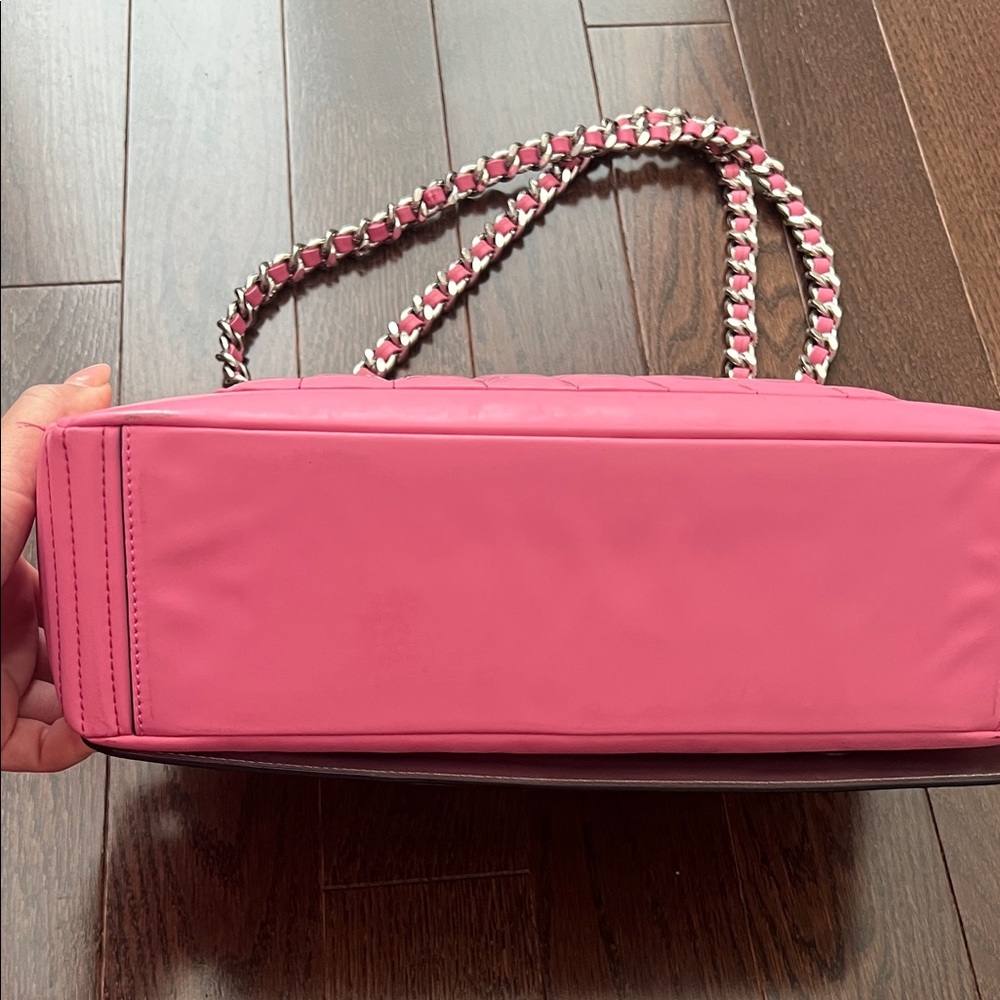 Moschino Pink and Silver License Plate Shoulder Bag - Picture 4 of 14